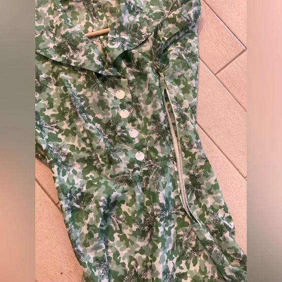 Vintage Floral Green Button-Up Dress - Picture 6 of 8